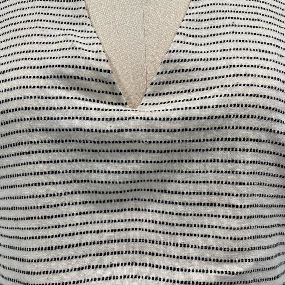 Mirth Biarritz 100% Cotton Ivory/Black Striped Dress Sz-L - Picture 7 of 16